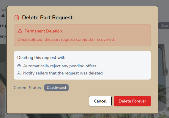 Delete Confirmation Dialog